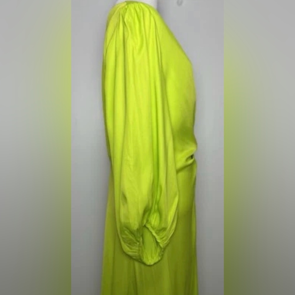 Farm Rio Lime Green Cutout Midi Dress NWT – Balloon Sleeve, Tassel Tie - Picture 10 of 16